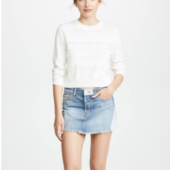 Free People WE THE FREE PATCHED DENIM MINI SKIRT size 26 - Picture 3 of 12